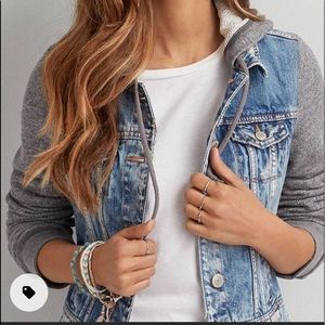 American Eagle Outfitters Hooded Denim Jacket